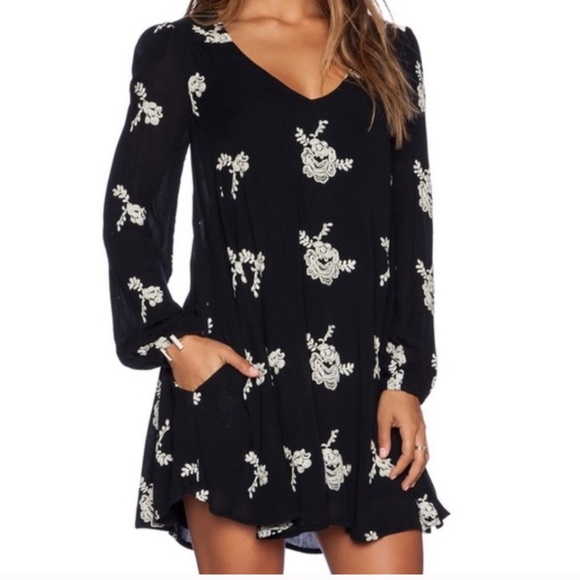 Free People -  Black Embroidered Austin Dress - Picture 6 of 9